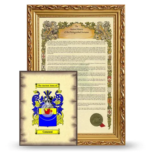 Conzani Framed History and Coat of Arms Print - Gold