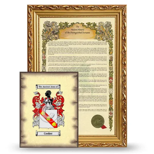 Cooker Framed History and Coat of Arms Print - Gold