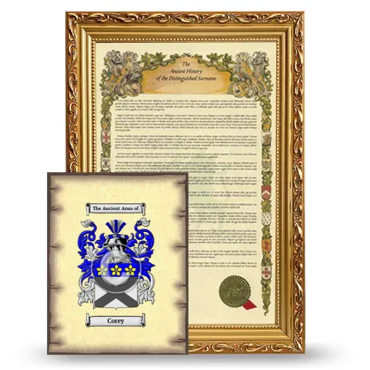 Corey Framed History and Coat of Arms Print - Gold