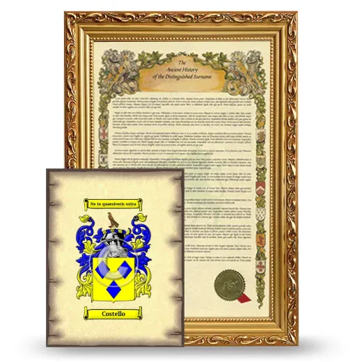 Costello Framed History and Coat of Arms Print - Gold