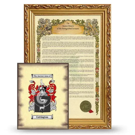 Cottington Framed History and Coat of Arms Print - Gold