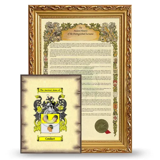 Coulart Framed History and Coat of Arms Print - Gold