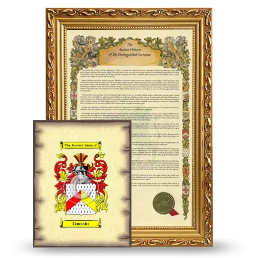 Coussin Framed History and Coat of Arms Print - Gold