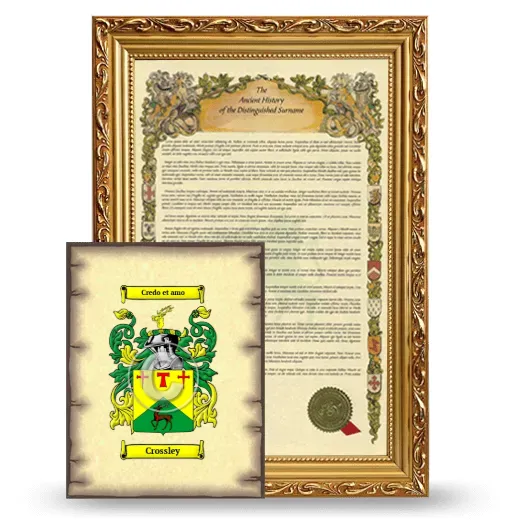 Crossley Framed History and Coat of Arms Print - Gold
