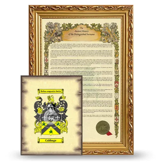 Cubbage Framed History and Coat of Arms Print - Gold