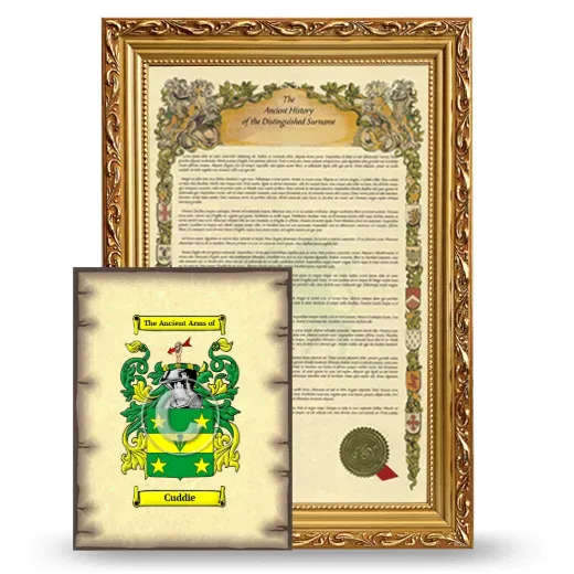 Cuddie Framed History and Coat of Arms Print - Gold