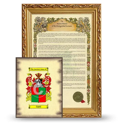 Curti Framed History and Coat of Arms Print - Gold