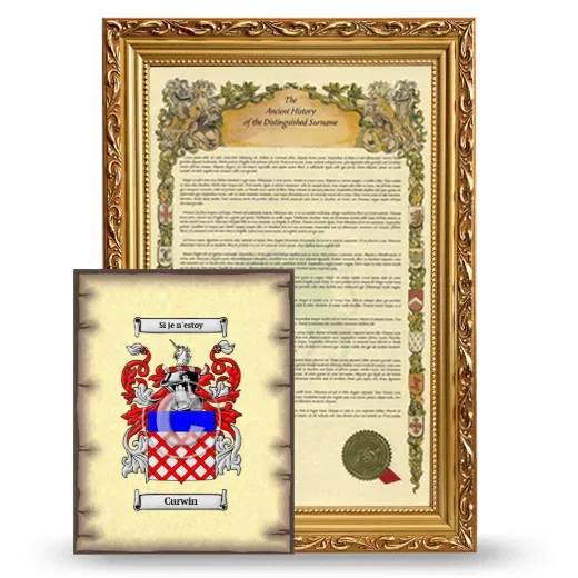 Curwin Framed History and Coat of Arms Print - Gold