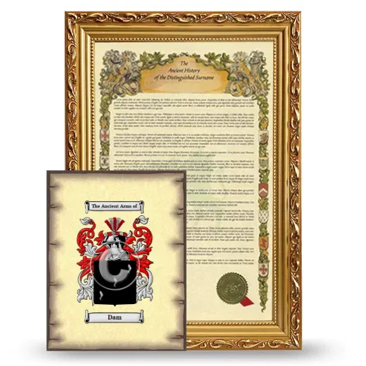 Dam Framed History and Coat of Arms Print - Gold