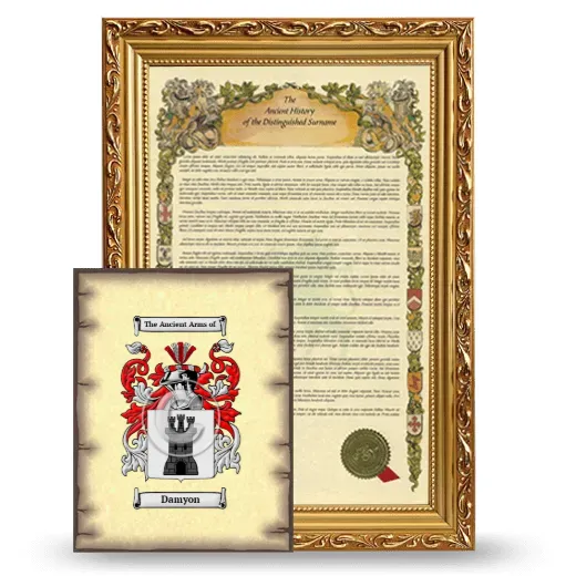 Damyon Framed History and Coat of Arms Print - Gold