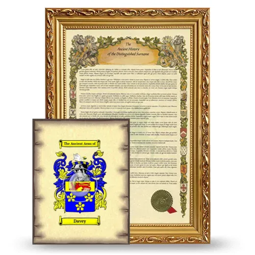 Davey Framed History and Coat of Arms Print - Gold