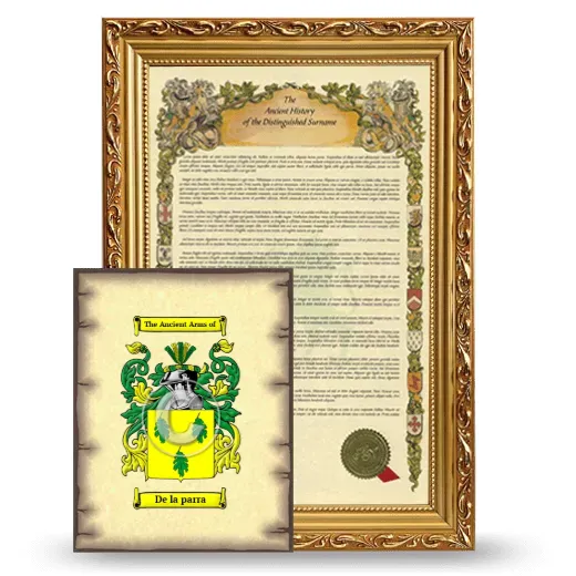 De la parra Framed History and Coat of Arms Print - Gold