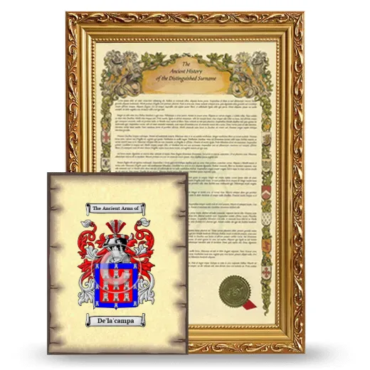 De'la'campa Framed History and Coat of Arms Print - Gold