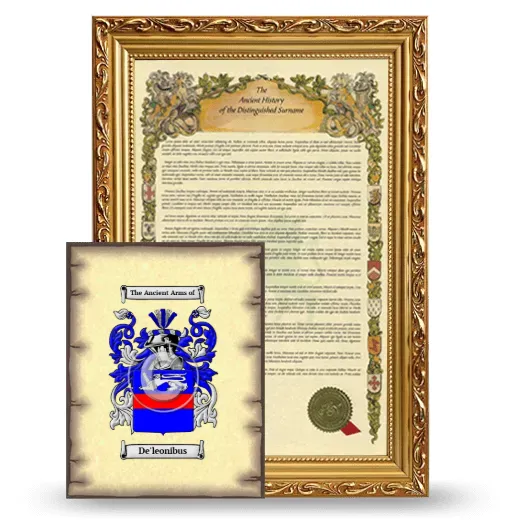De'leonibus Framed History and Coat of Arms Print - Gold