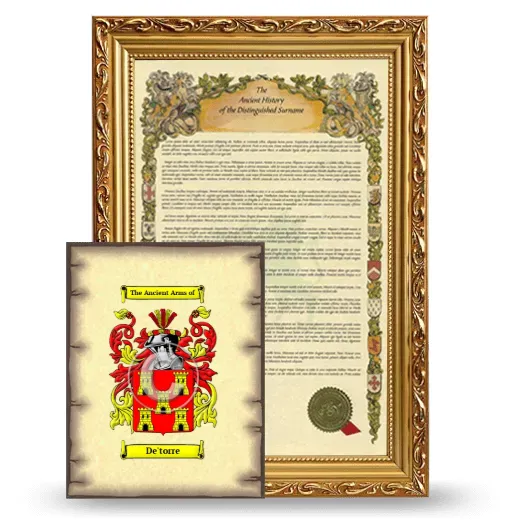 De'torre Framed History and Coat of Arms Print - Gold