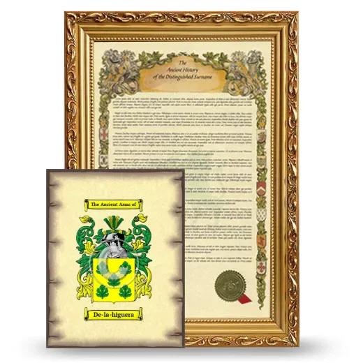De-la-higuera Framed History and Coat of Arms Print - Gold