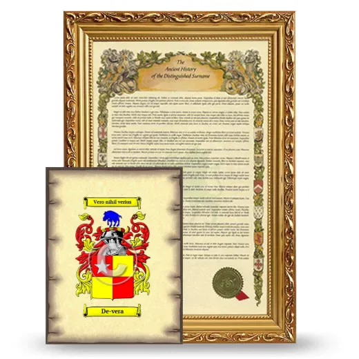 De-vera Framed History and Coat of Arms Print - Gold