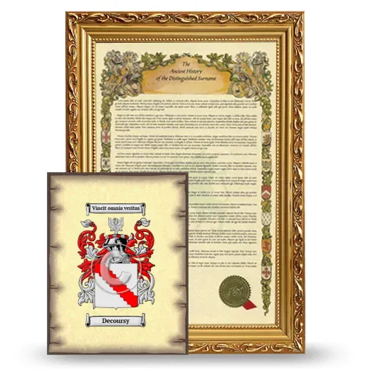 Decoursy Framed History and Coat of Arms Print - Gold