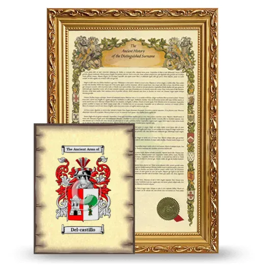 Del-castillo Framed History and Coat of Arms Print - Gold