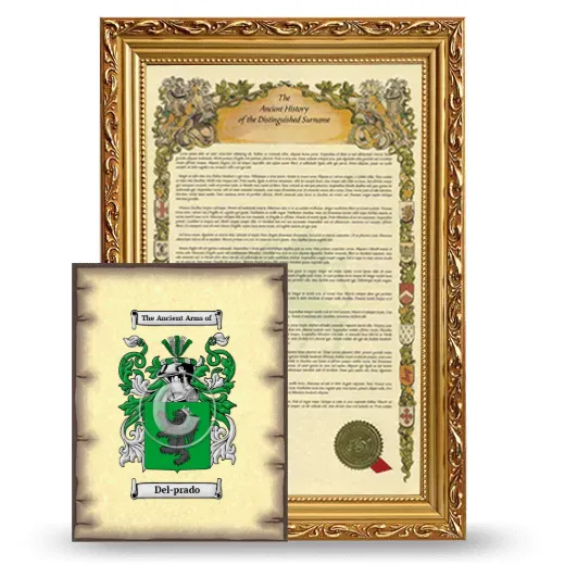 Del-prado Framed History and Coat of Arms Print - Gold