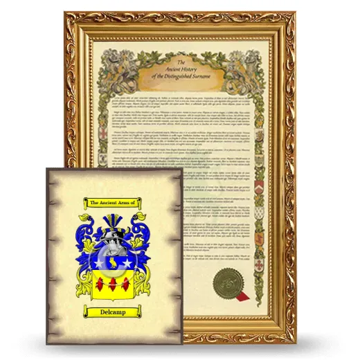 Delcamp Framed History and Coat of Arms Print - Gold