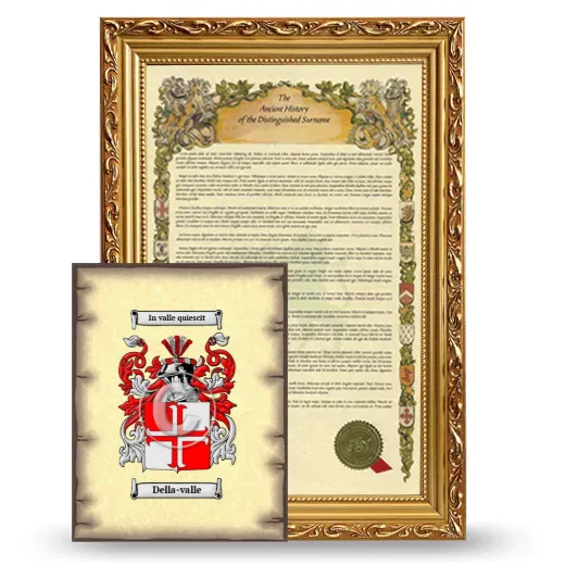 Della-valle Framed History and Coat of Arms Print - Gold