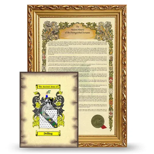 Delling Framed History and Coat of Arms Print - Gold