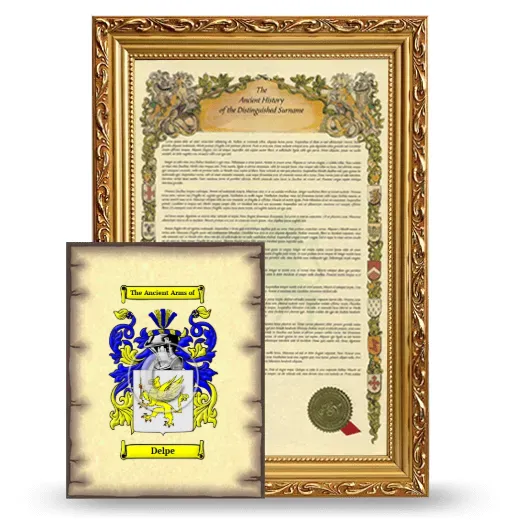 Delpe Framed History and Coat of Arms Print - Gold