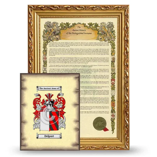 Delport Framed History and Coat of Arms Print - Gold