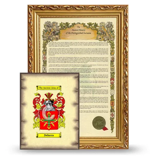 Delucca Framed History and Coat of Arms Print - Gold