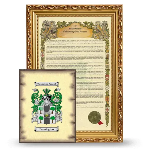 Dennington Framed History and Coat of Arms Print - Gold