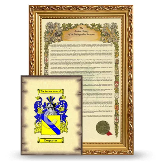 Desportes Framed History and Coat of Arms Print - Gold
