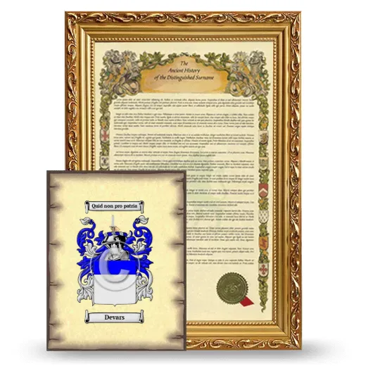 Devars Framed History and Coat of Arms Print - Gold