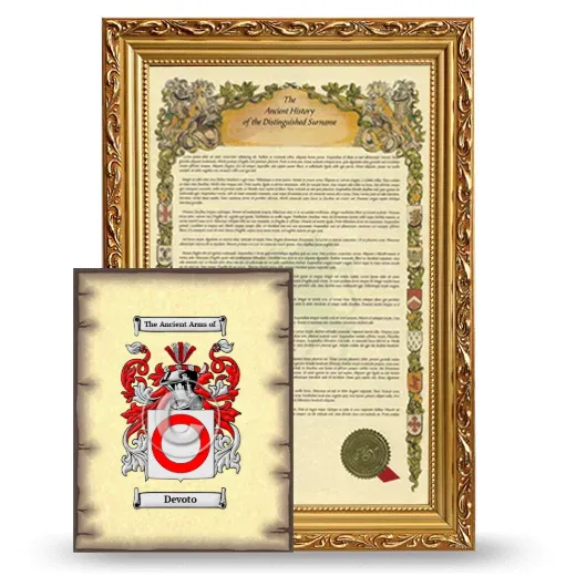 Devoto Framed History and Coat of Arms Print - Gold