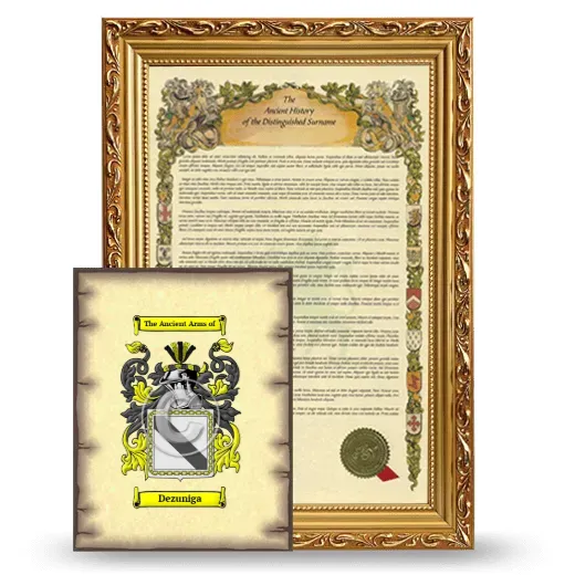 Dezuniga Framed History and Coat of Arms Print - Gold