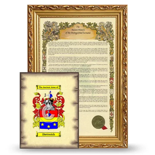 Dietterich Framed History and Coat of Arms Print - Gold
