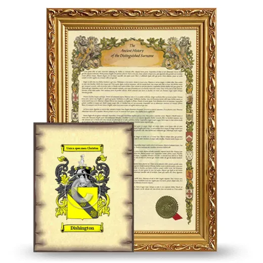 Dishington Framed History and Coat of Arms Print - Gold