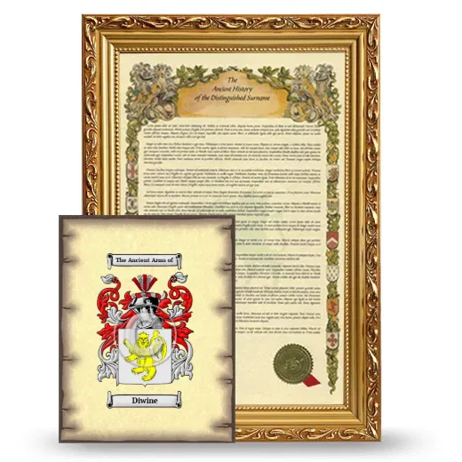 Diwine Framed History and Coat of Arms Print - Gold
