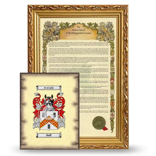 Dolf Framed History and Coat of Arms Print - Gold