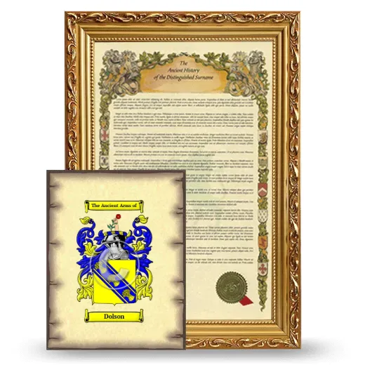 Dolson Framed History and Coat of Arms Print - Gold