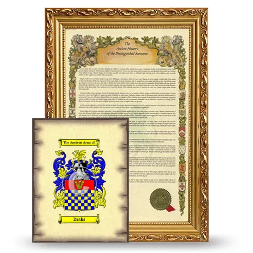 Draks Framed History and Coat of Arms Print - Gold