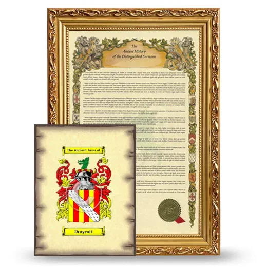 Draycott Framed History and Coat of Arms Print - Gold
