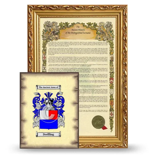 Dreffling Framed History and Coat of Arms Print - Gold