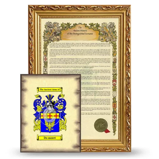 Du moret Framed History and Coat of Arms Print - Gold