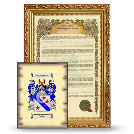 Dulles Framed History and Coat of Arms Print - Gold