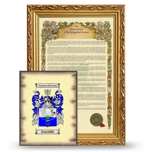 Dunwiddie Framed History and Coat of Arms Print - Gold