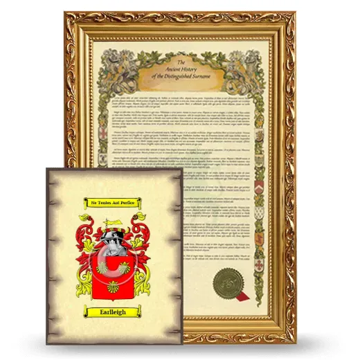 Earlleigh Framed History and Coat of Arms Print - Gold