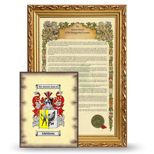 Edelsheim Framed History and Coat of Arms Print - Gold
