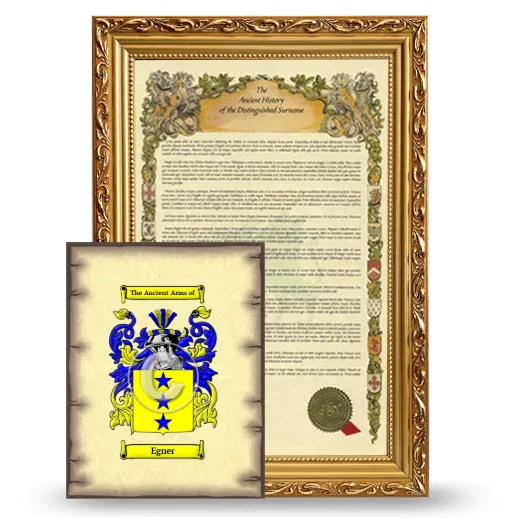 Egner Framed History and Coat of Arms Print - Gold