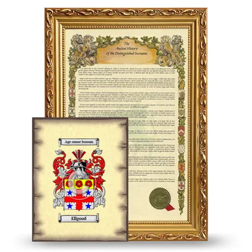 Ellgood Framed History and Coat of Arms Print - Gold